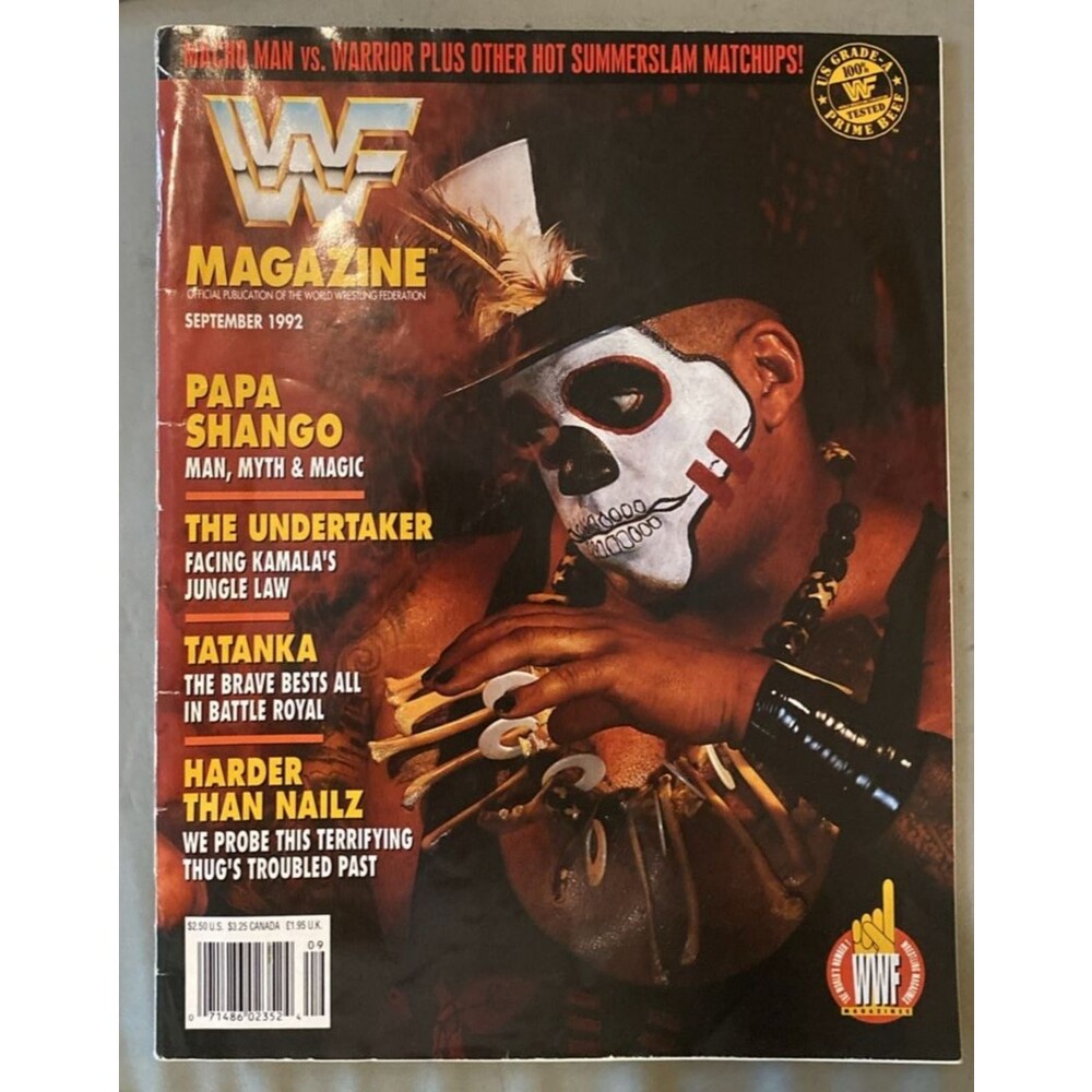 WWF Magazine September 1992 Papa Shango Cover Undertaker Tatanka Nailz WWE Vtg